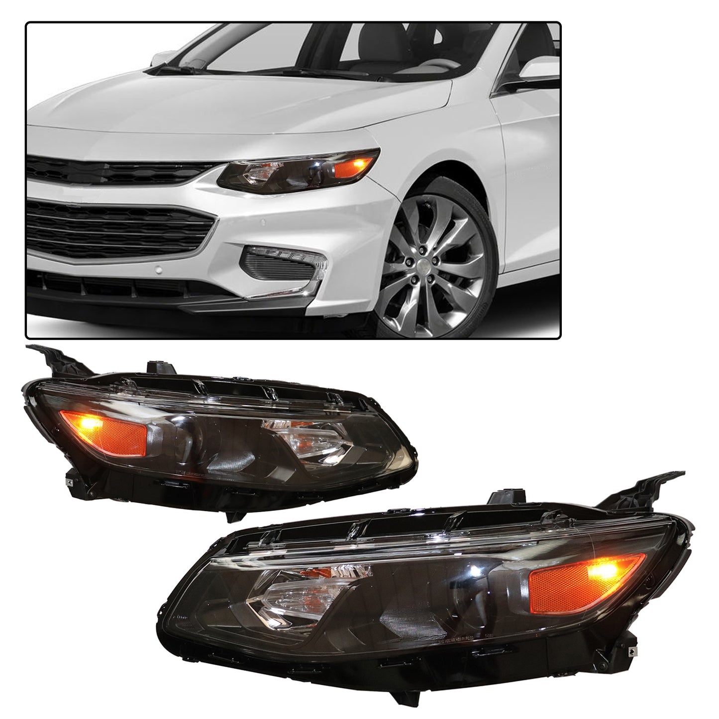 HWLMPS - For 2016-2018 Malibu Halogen Headlights Assembly(W/DOT&SAE)