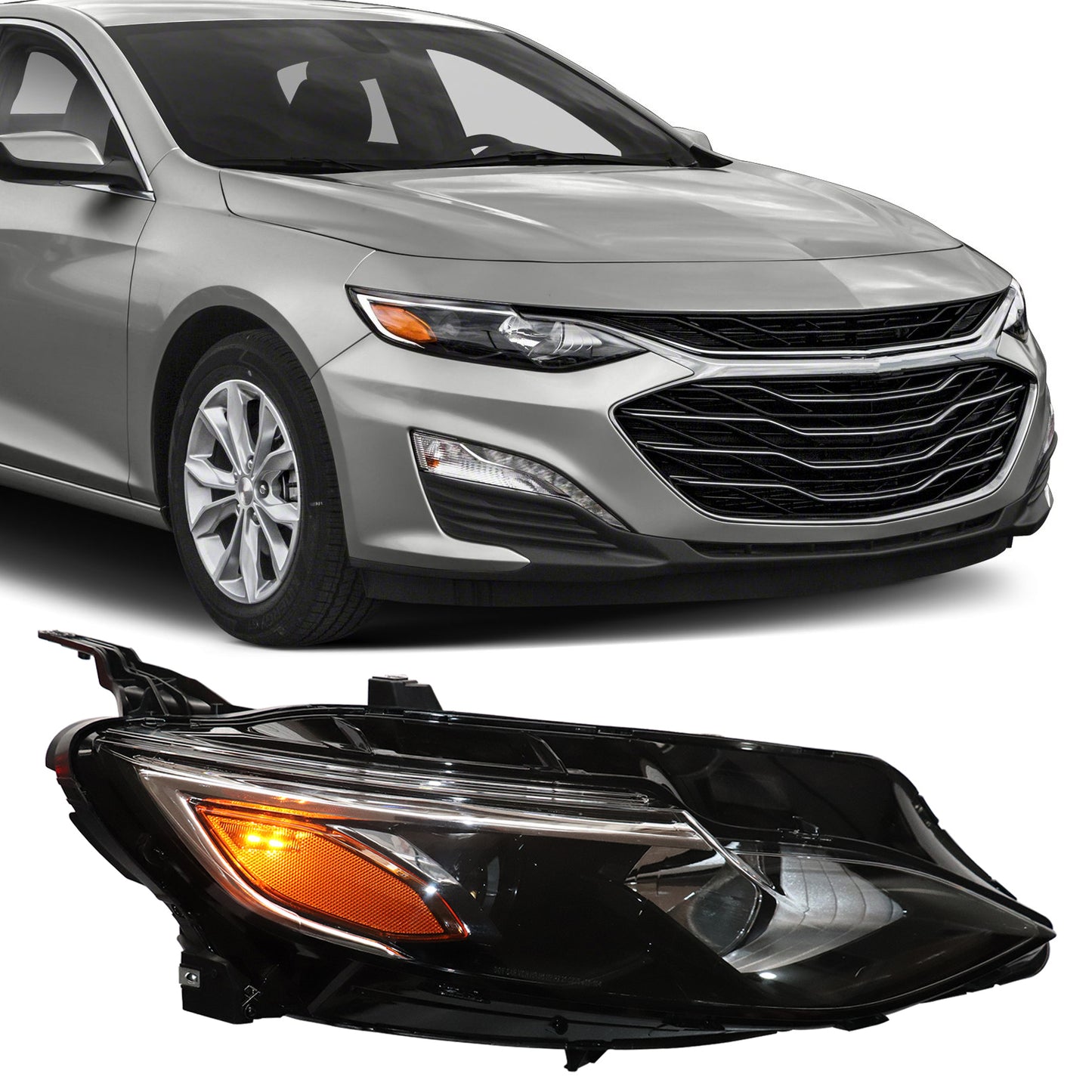 HWLMPS - For 2019-2022 Malibu Halogen Headlights Assembly(W/DOT&SAE)