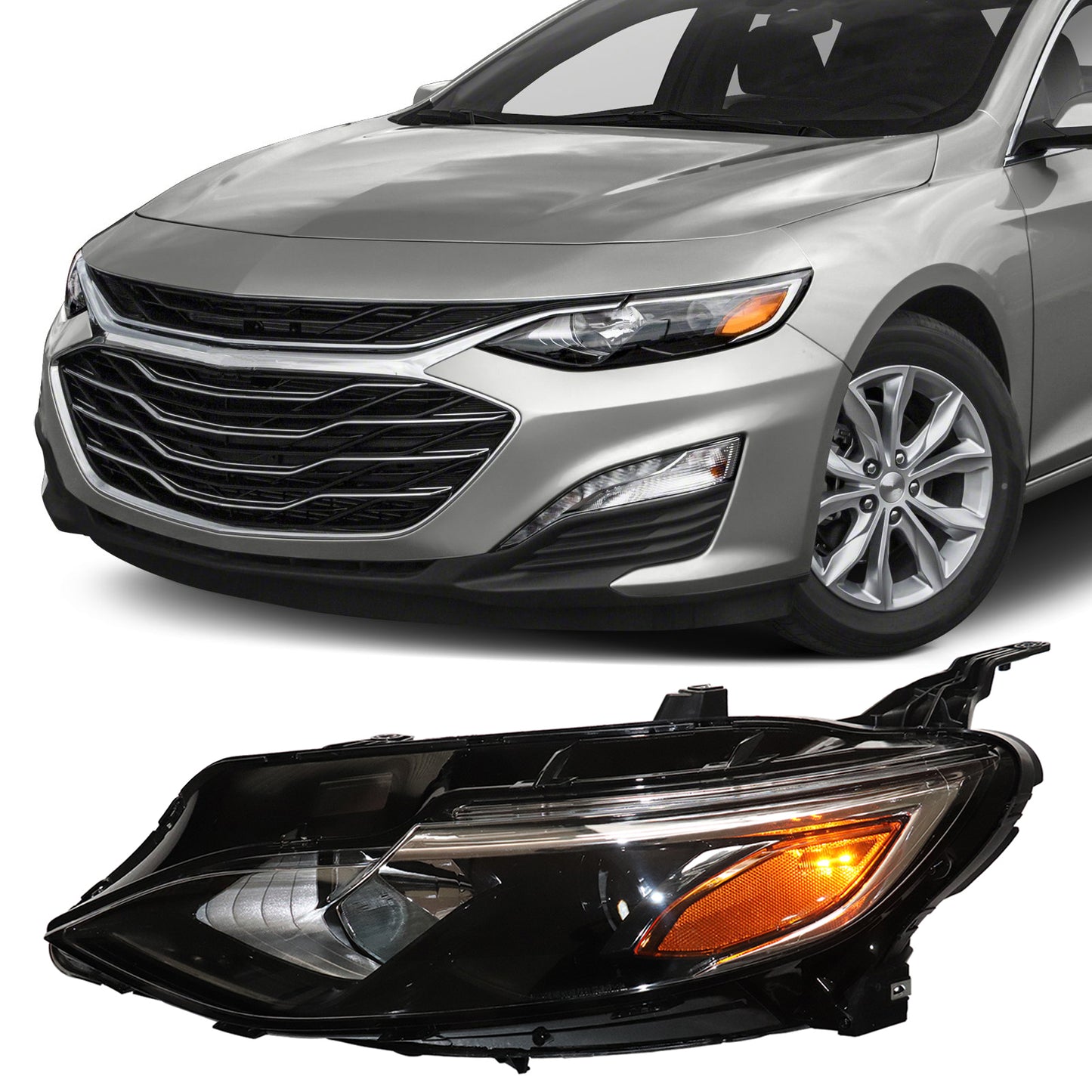 HWLMPS - For 2019-2022 Malibu Halogen Headlights Assembly(W/DOT&SAE)