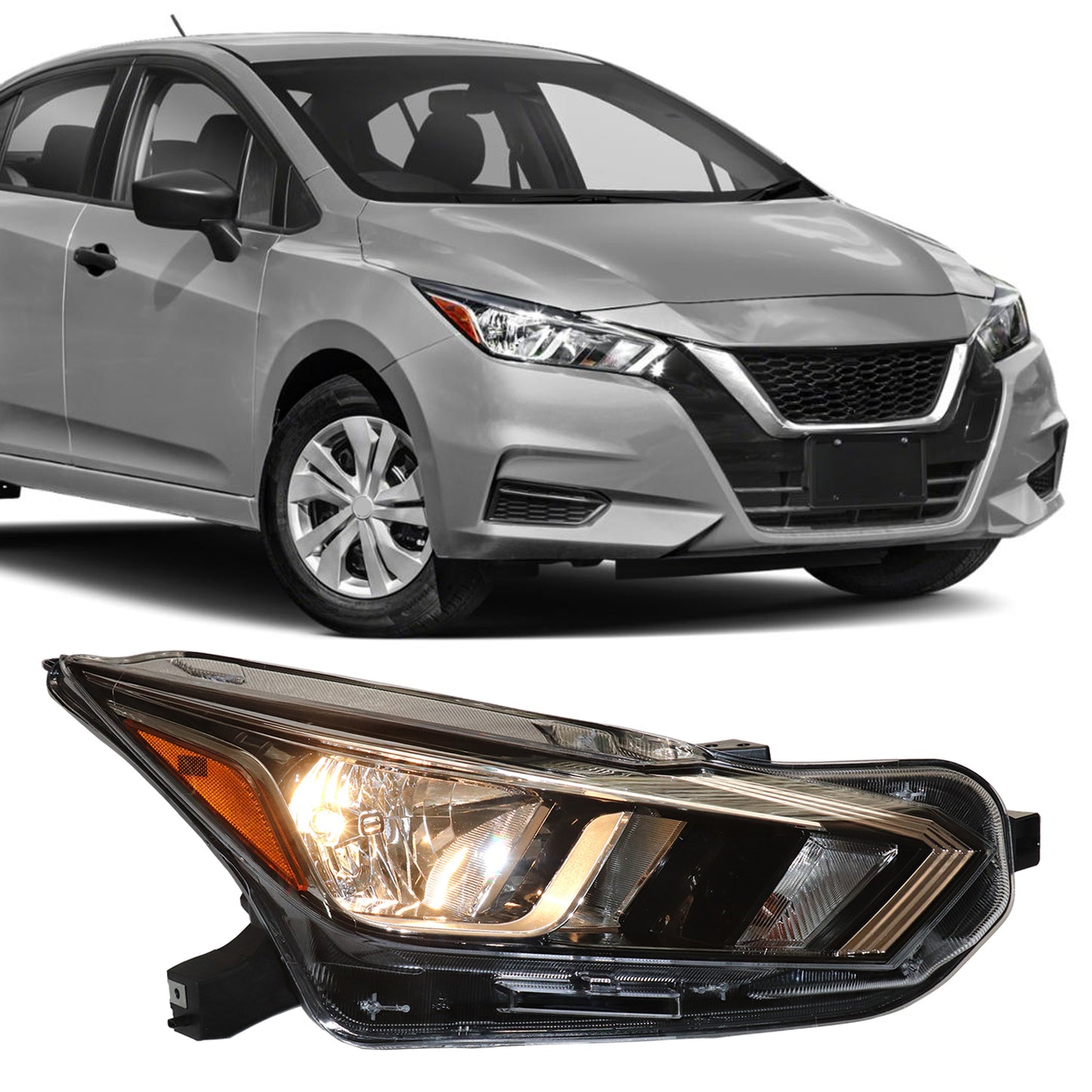 HWLMPS - For 2020-2022 VersaS/SV Halogen Headlights Assembly(W/DOT&SAE)
