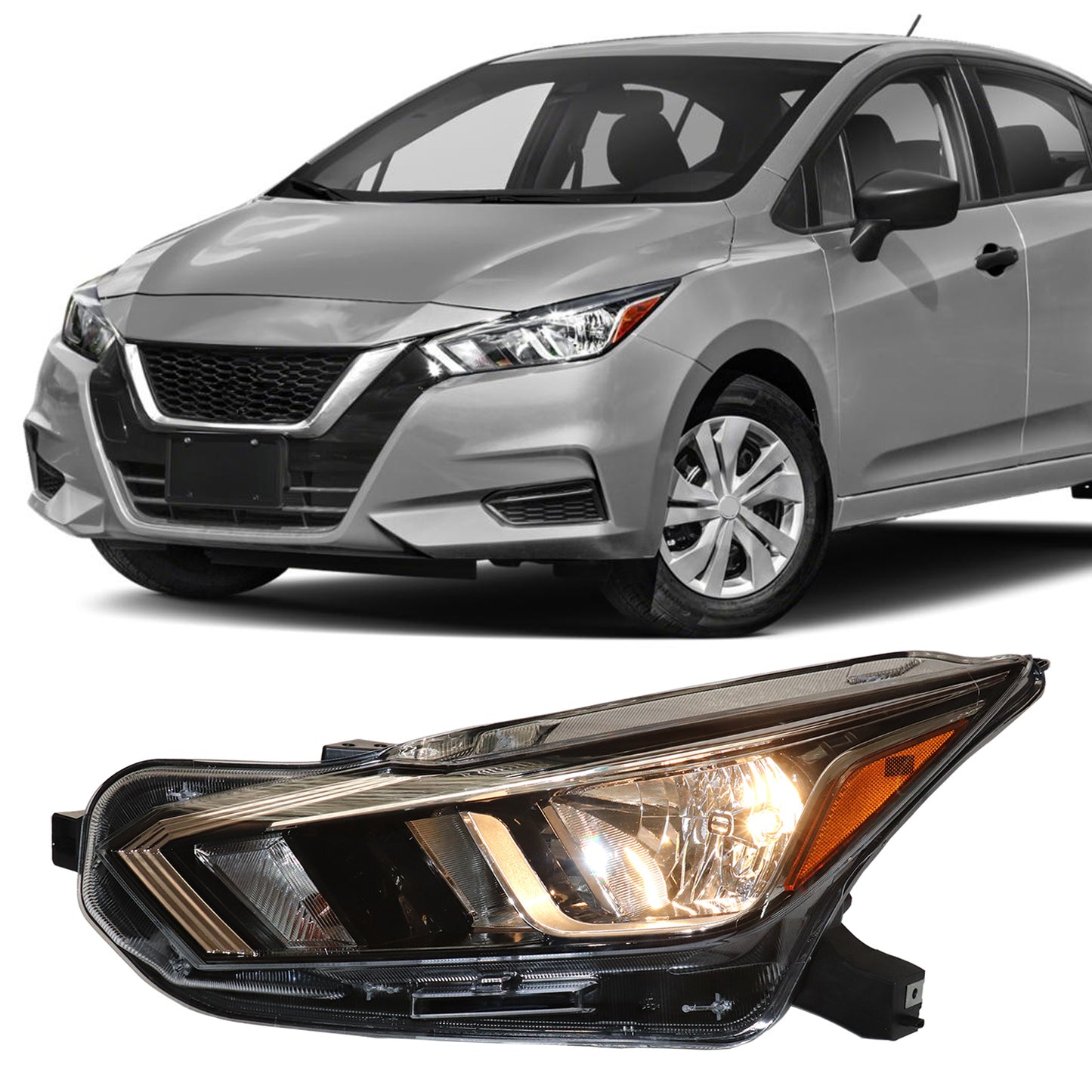 HWLMPS - For 2020-2022 VersaS/SV Halogen Headlights Assembly(W/DOT&SAE)