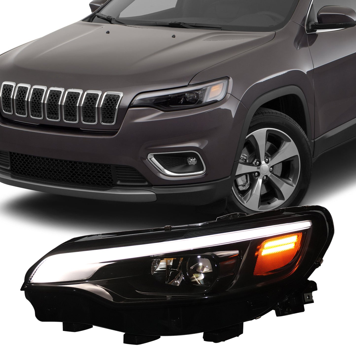 HWLMPS - For 2019-2022 Cherokee Led Headlights Assembly(W/DOT&SAE)