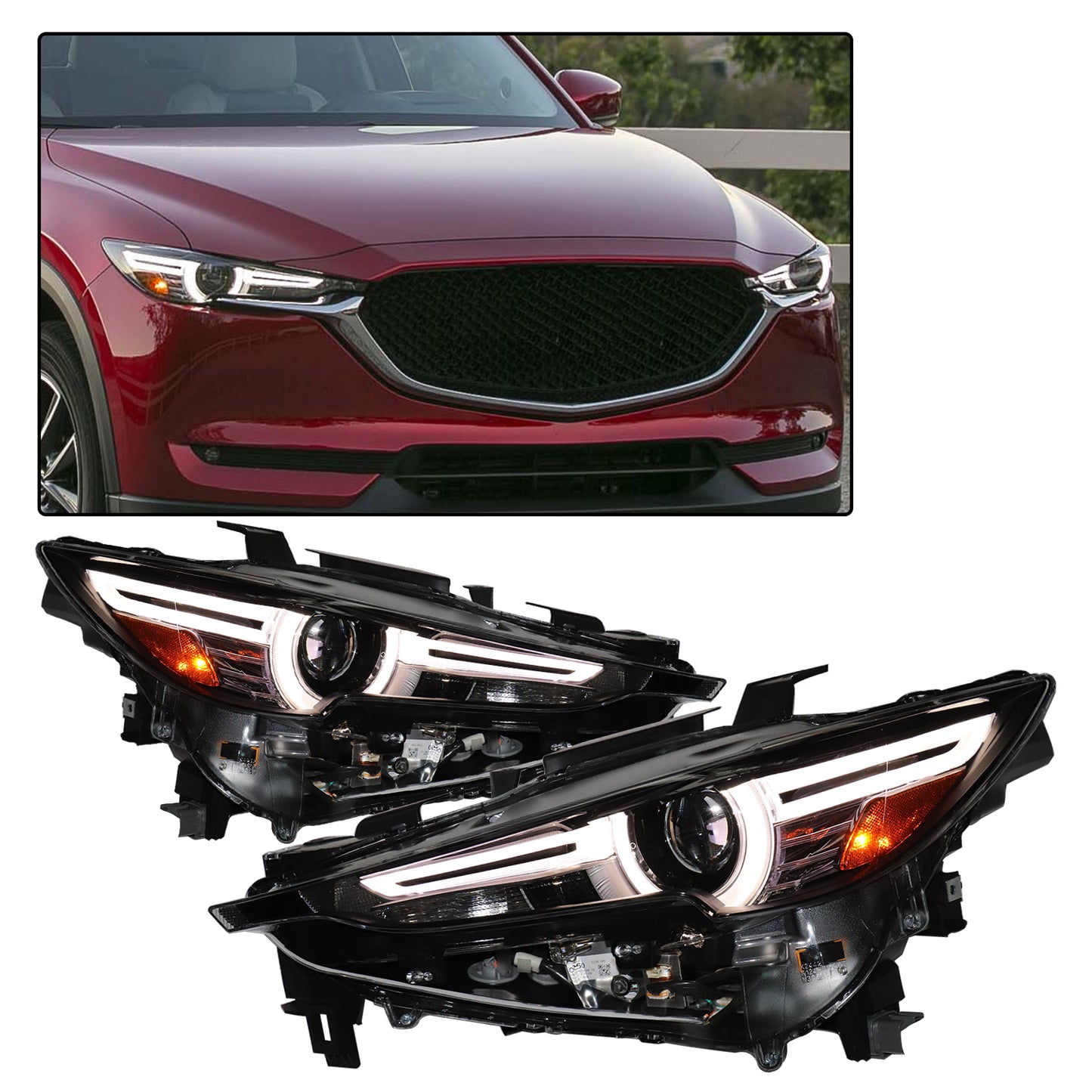 HWLMPS - For 2017-2021 Mazda CX-5 Led Headlights Assembly W/Led Drl