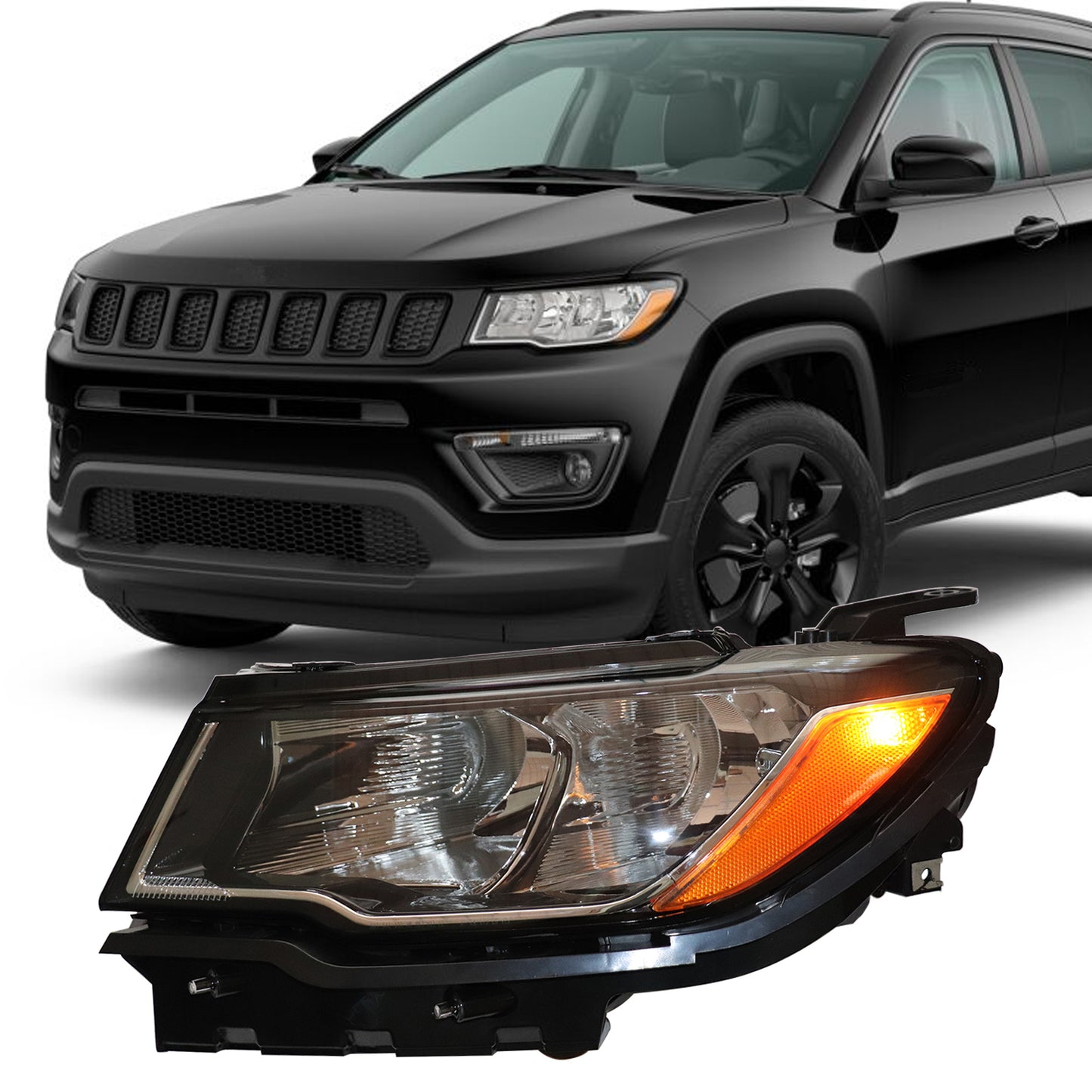 HWLMPS - For 2017-2021 Compass Halogen Headlights Assembly(W/DOT&SAE)