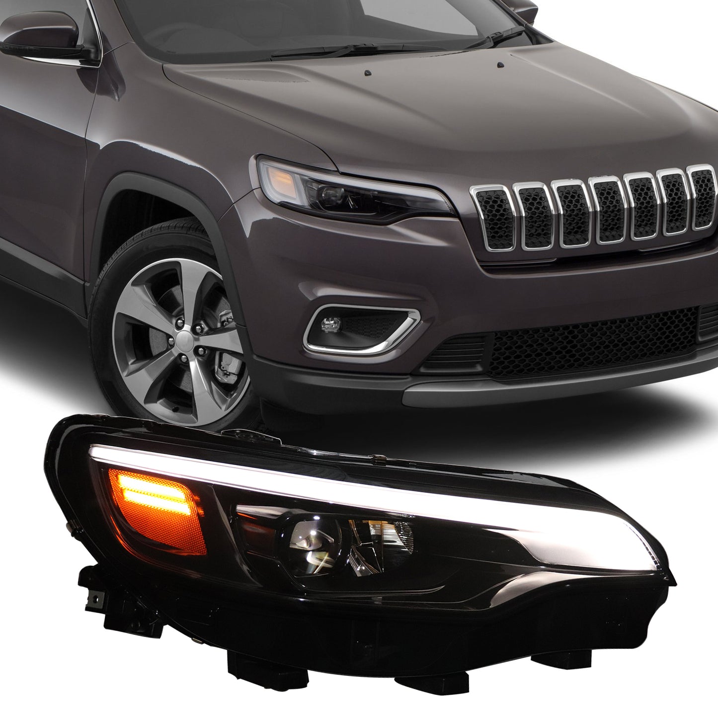 HWLMPS - For 2019-2022 Cherokee Led Headlights Assembly(W/DOT&SAE)
