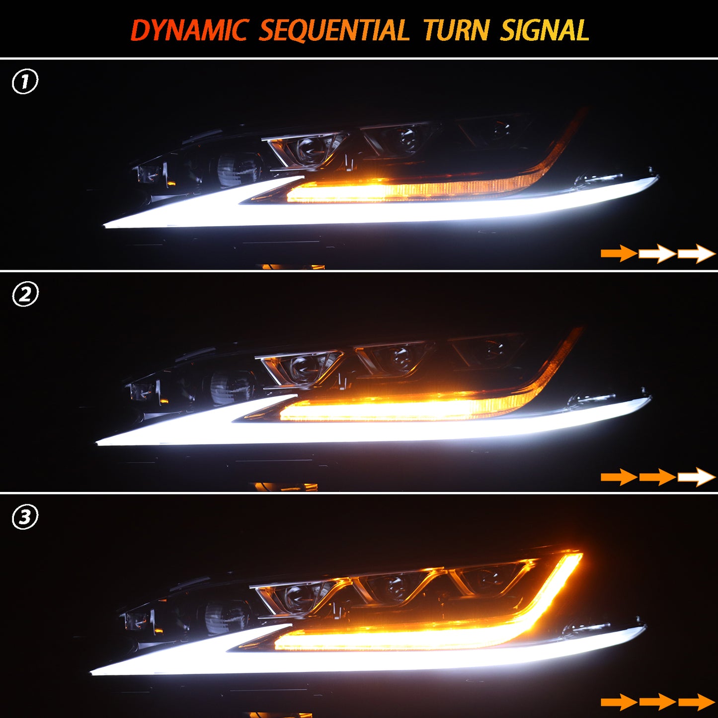HWLMPS - For 2019 -2022 Lexus ES Led Trible Beam Headlights W/Sequential Signal