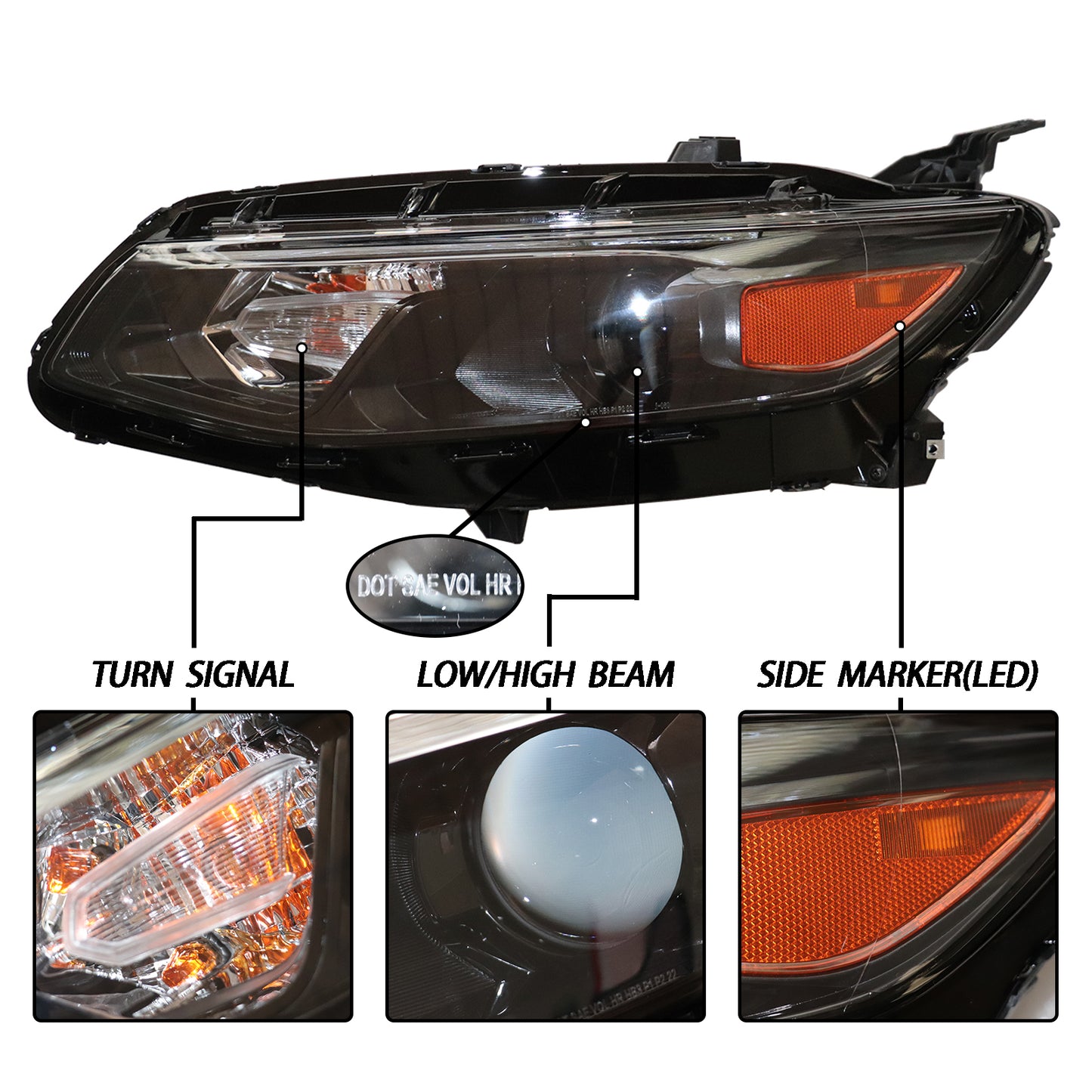HWLMPS - For 2016-2018 Malibu Halogen Headlights Assembly(W/DOT&SAE)