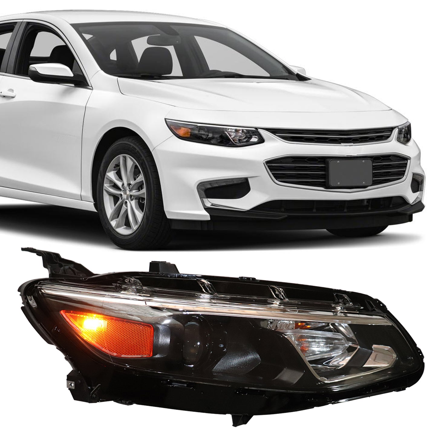 HWLMPS - For 2016-2018 Malibu Halogen Headlights Assembly（W/DOT&SAE）