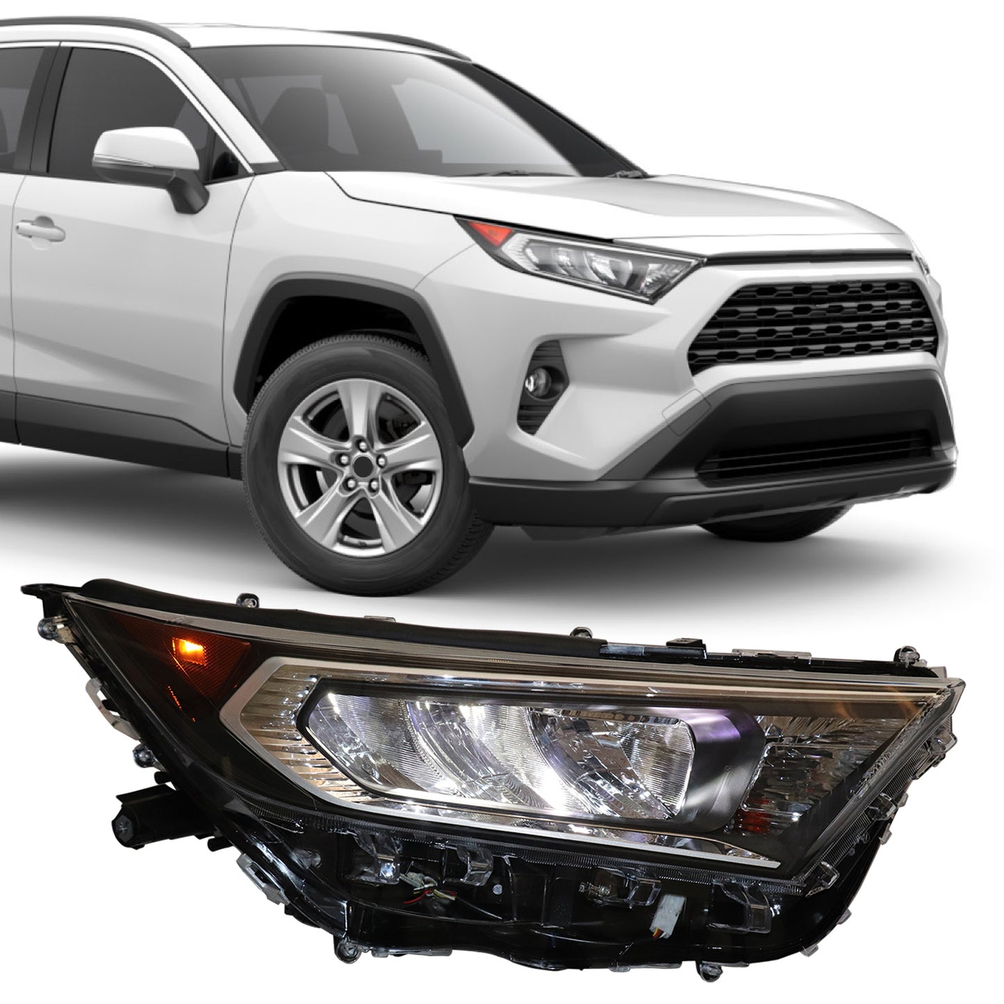 HWLMPS - For 2019-2022 Rav4 Led Headlights Assembly W/Halogen Signal