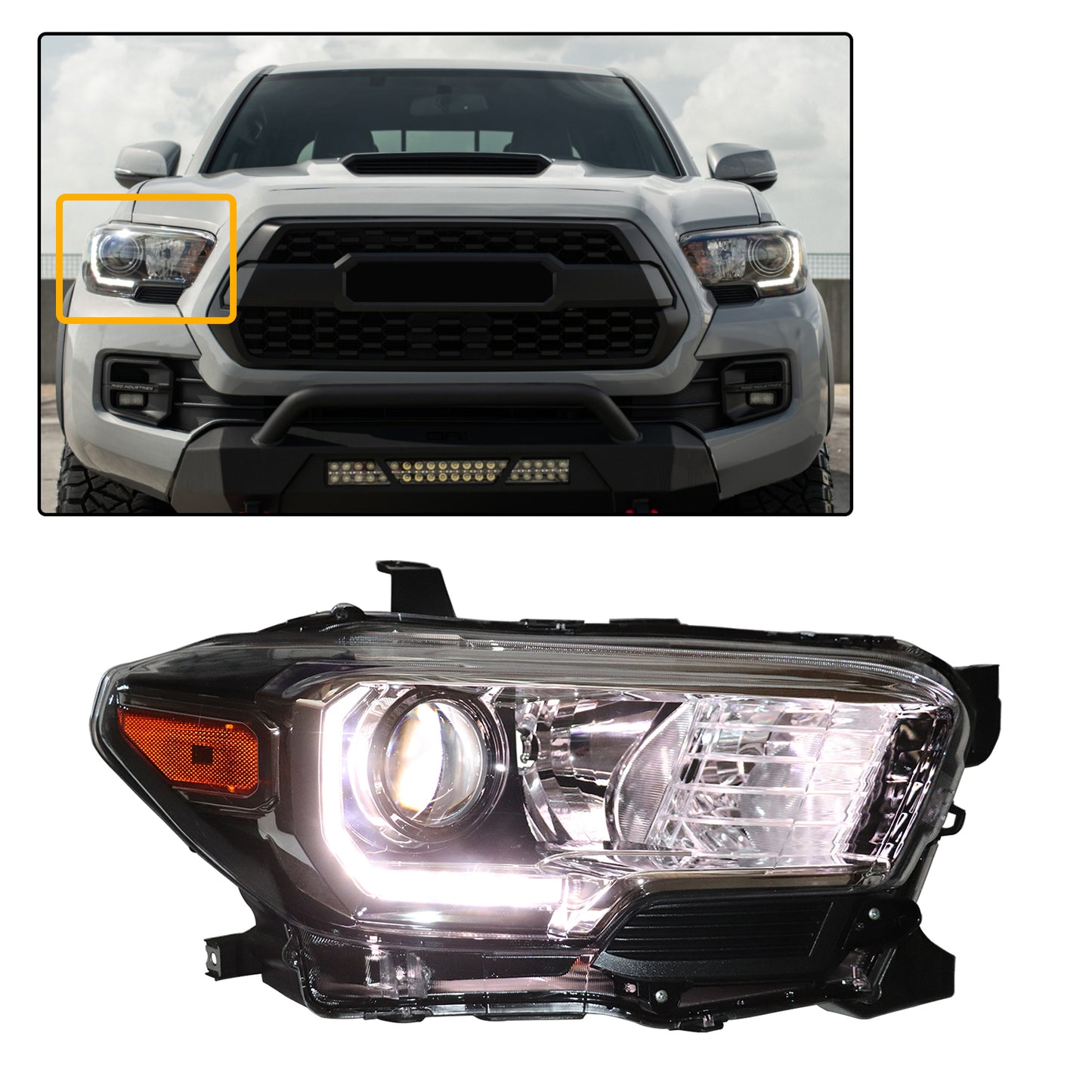 HWLMPS - For 2016-2019 Tacoma Halogen Headlights W/Led Drl