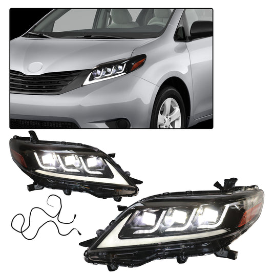 HWLMPS - For 2011-2020 Sienna Led Trible Beam Headlights Assembly（Lexus Style）