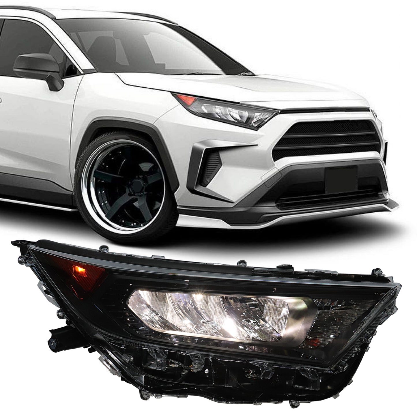 HWLMPS - For 2019-2022 Rav4 Led Headlights Assembly W/Halogen Signal