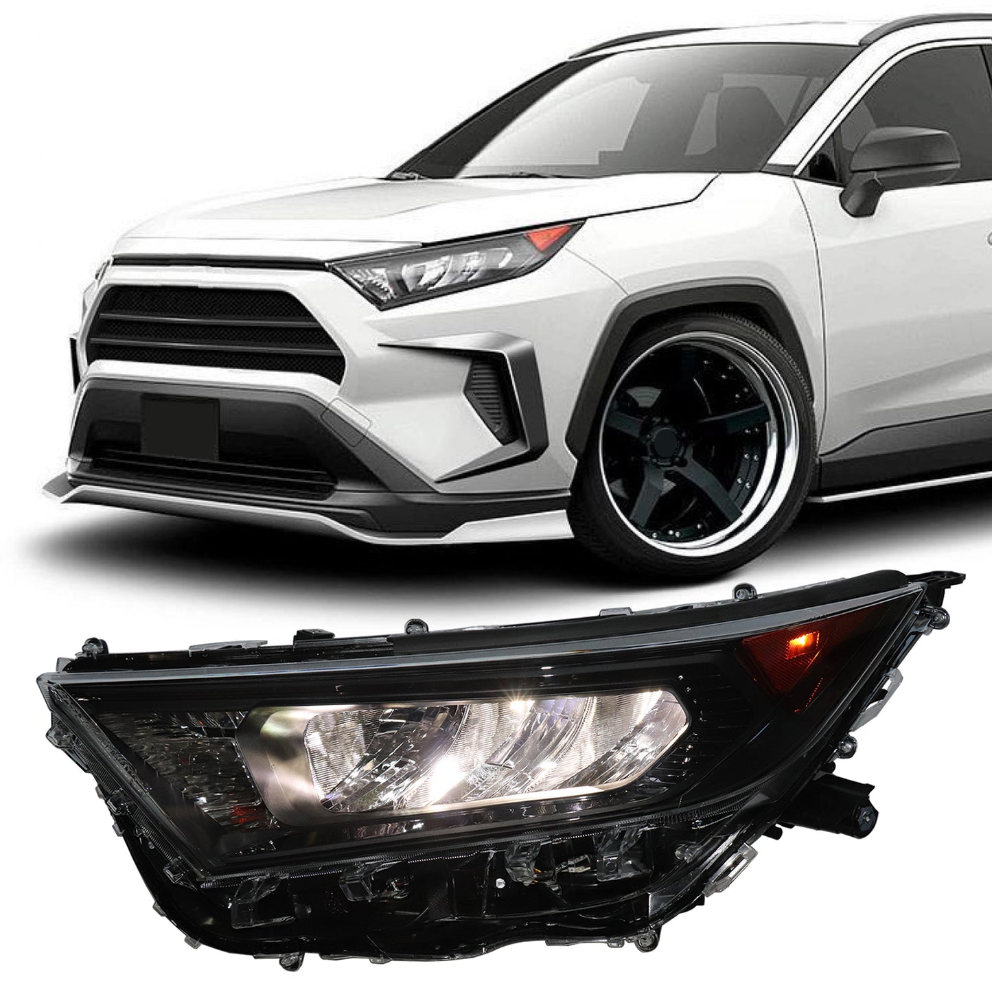 HWLMPS - For 2019-2022 Rav4 Led Headlights Assembly W/Halogen Signal