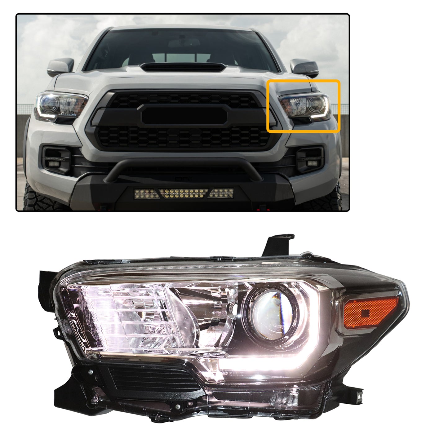 HWLMPS - For 2016-2019 Tacoma Halogen Headlights W/Led Drl