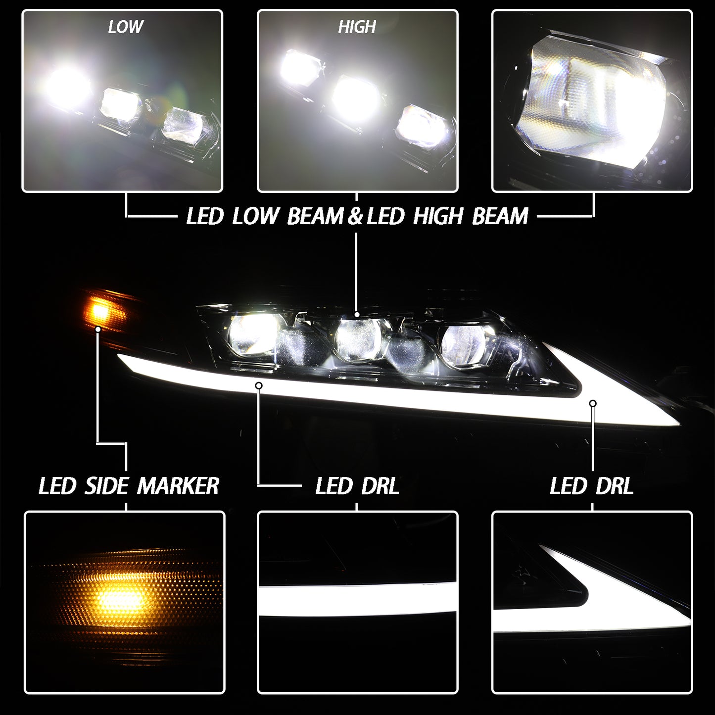 HWLMPS - For 2018-2022 Camry Full Led Trible Beam Headlights（Lexus Style）