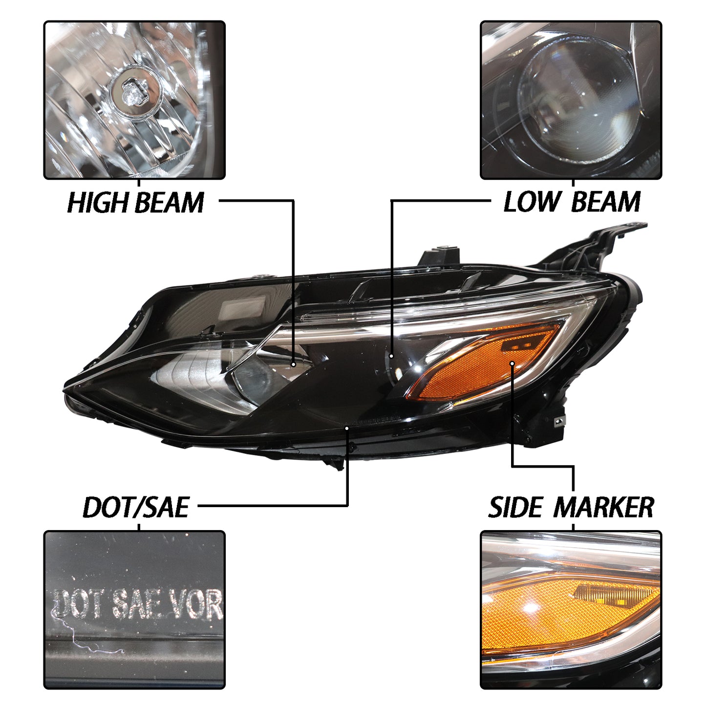 HWLMPS - For 2019-2022 Malibu Halogen Headlights Assembly（W/DOT&SAE）